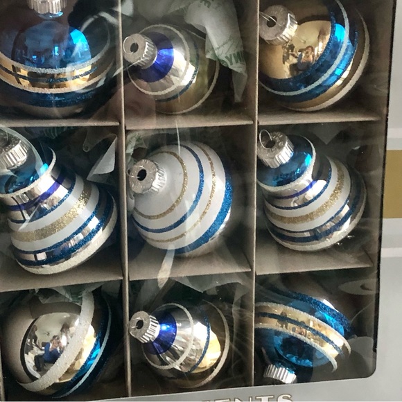 NIB Christopher Radko Shiny Brite Blue Silver Gold Ornaments - Picture 4 of 6